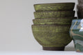 small bowl - green etched