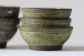 tiny bowls - etched green