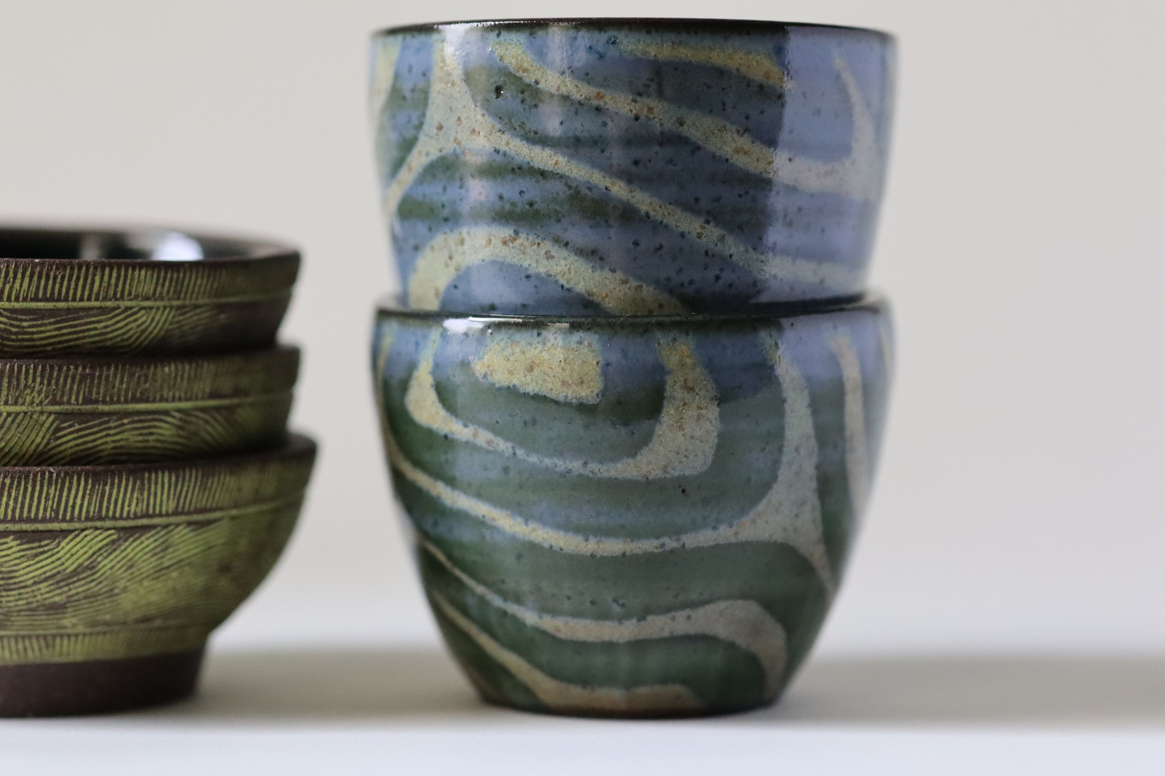 cortado cups - blue and yellow