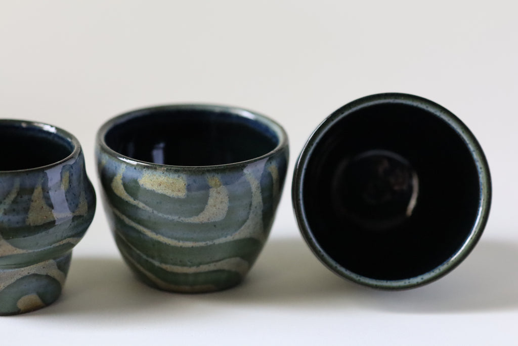 cortado cups - blue and yellow