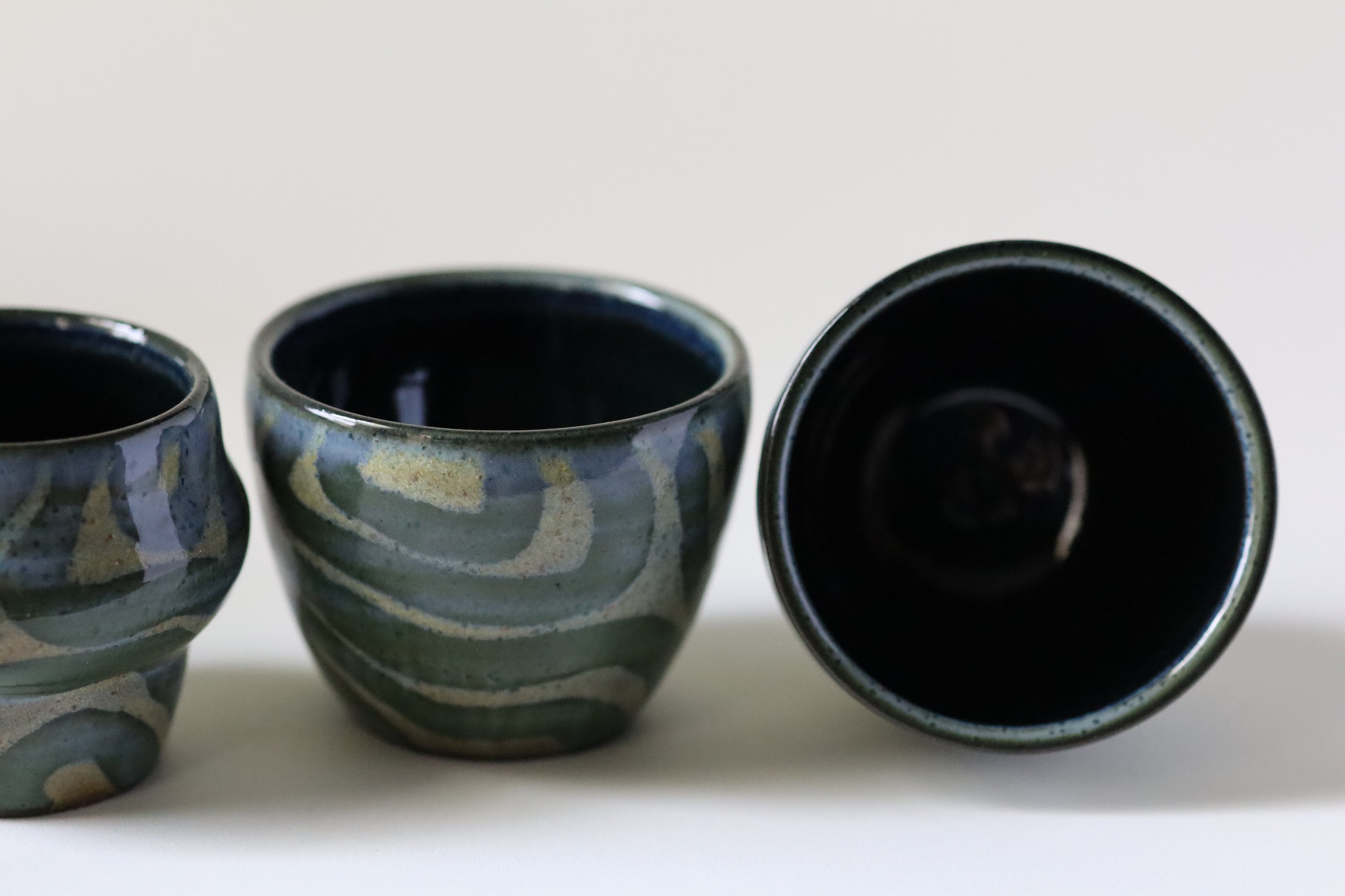 cortado cups - blue and yellow