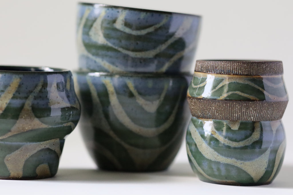 bud vase - blue and yellow