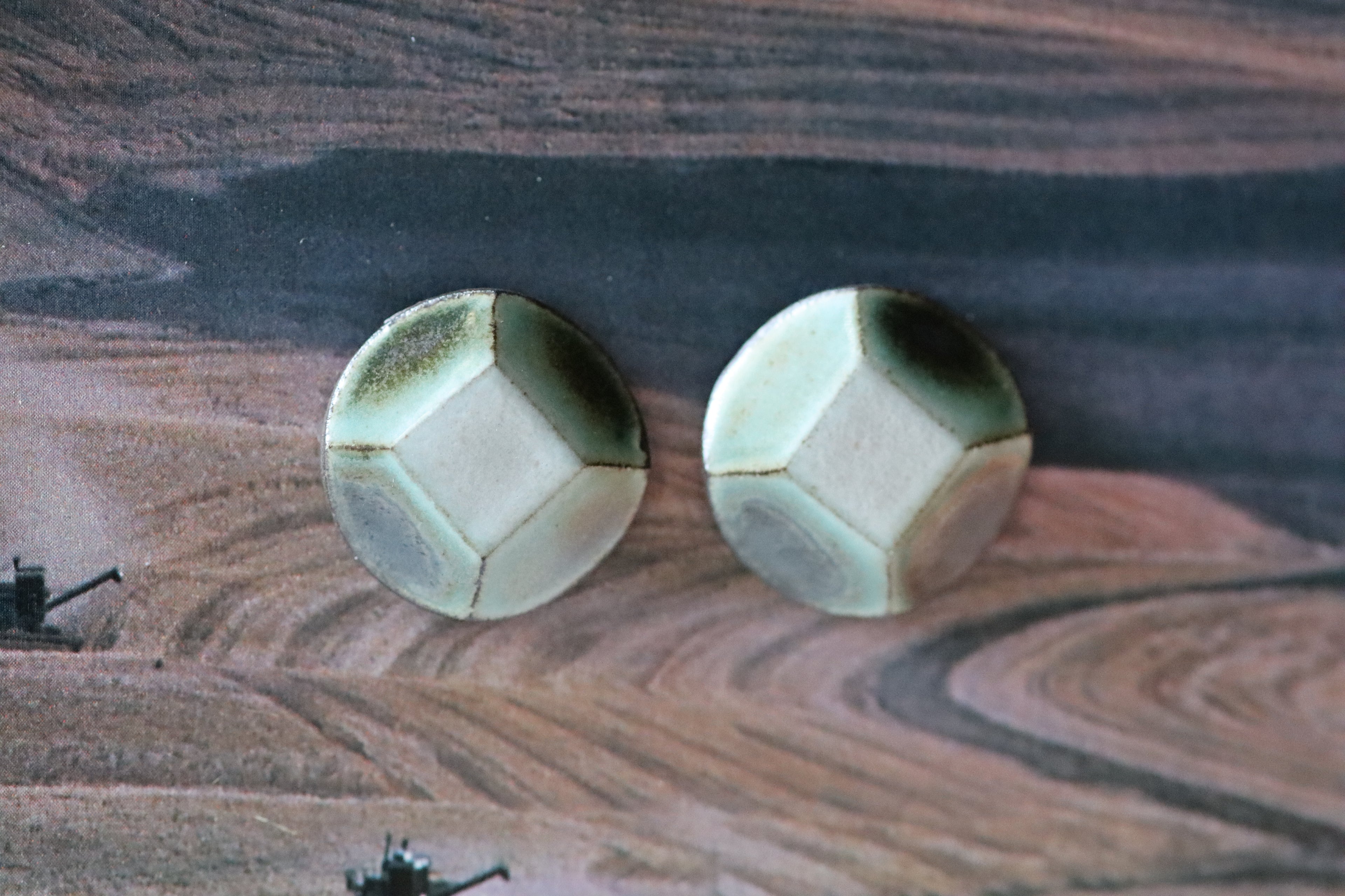 tile earrings - big beveled circles