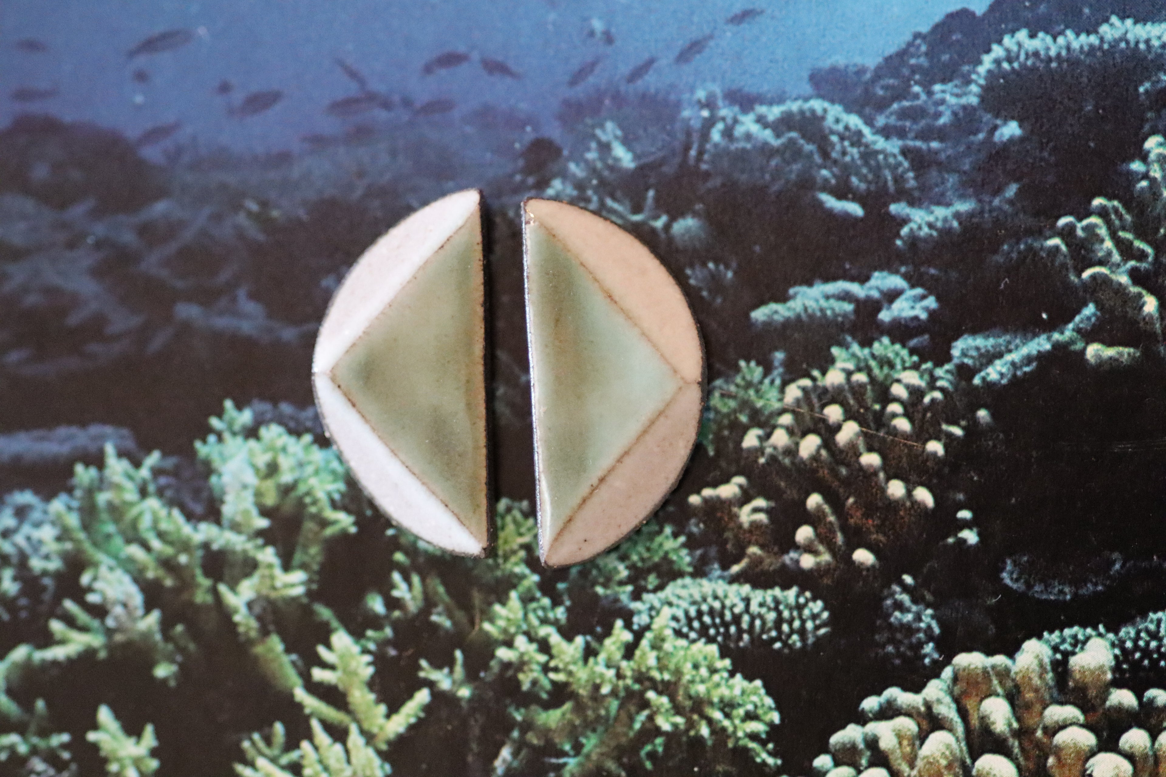 tile earrings - beveled half moons