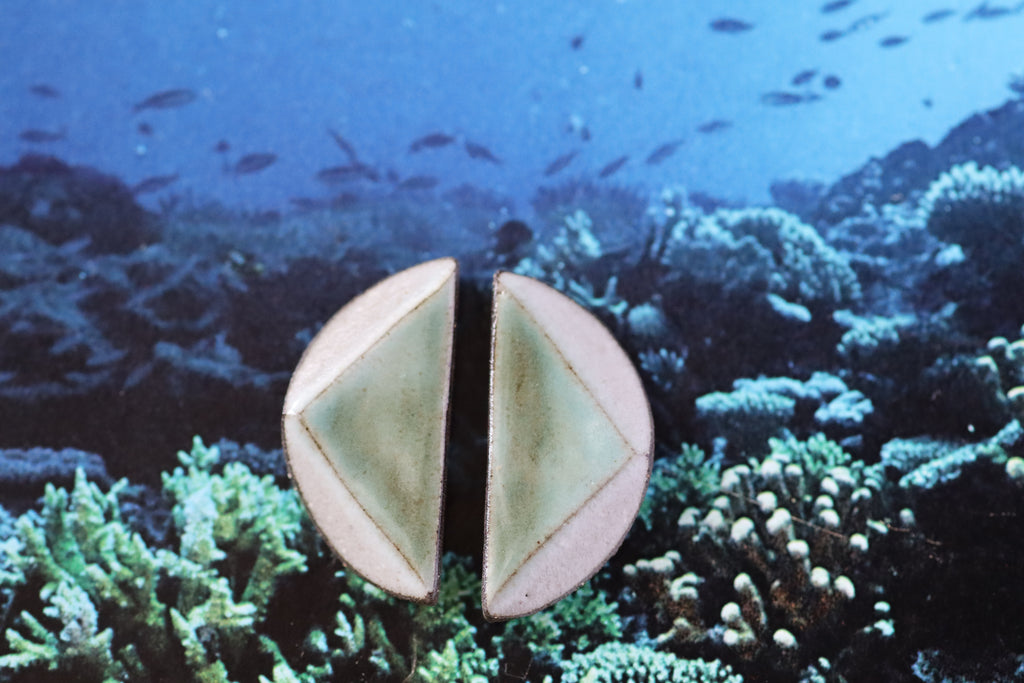 tile earrings - beveled half moons
