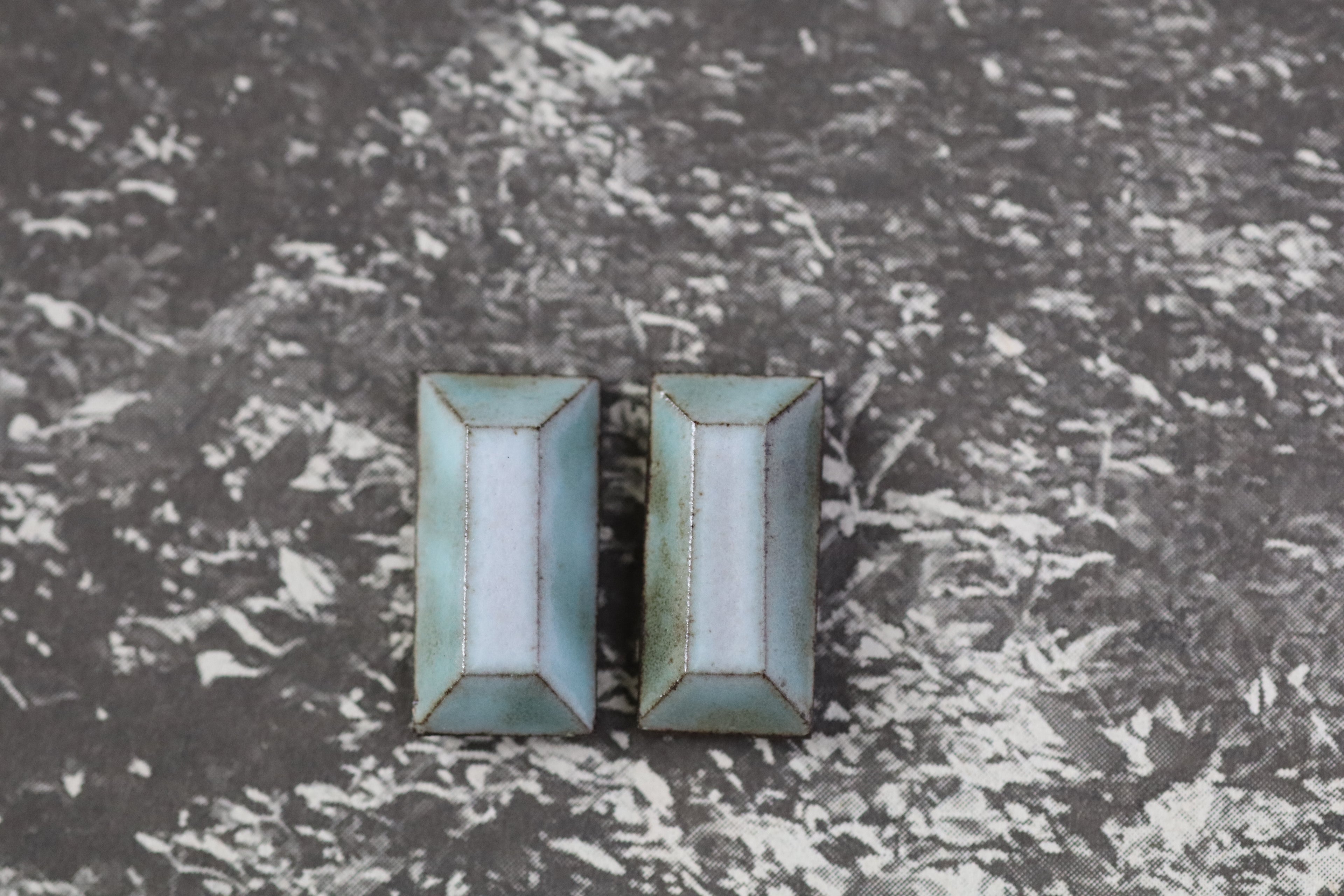 tile earrings - beveled rectangles