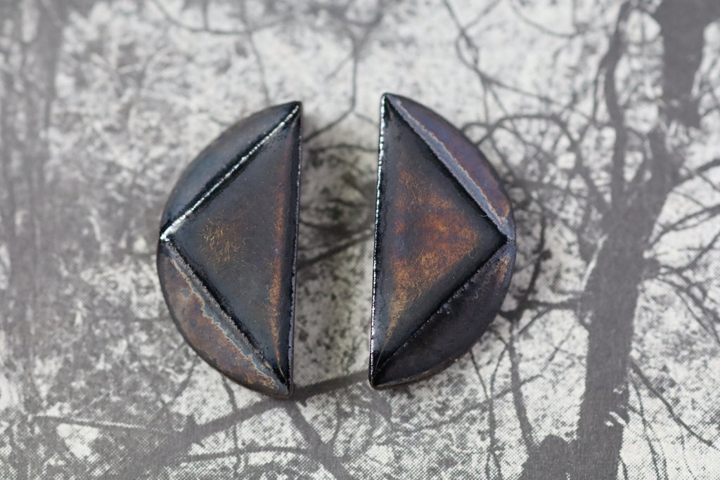 tile earrings - beveled half moons
