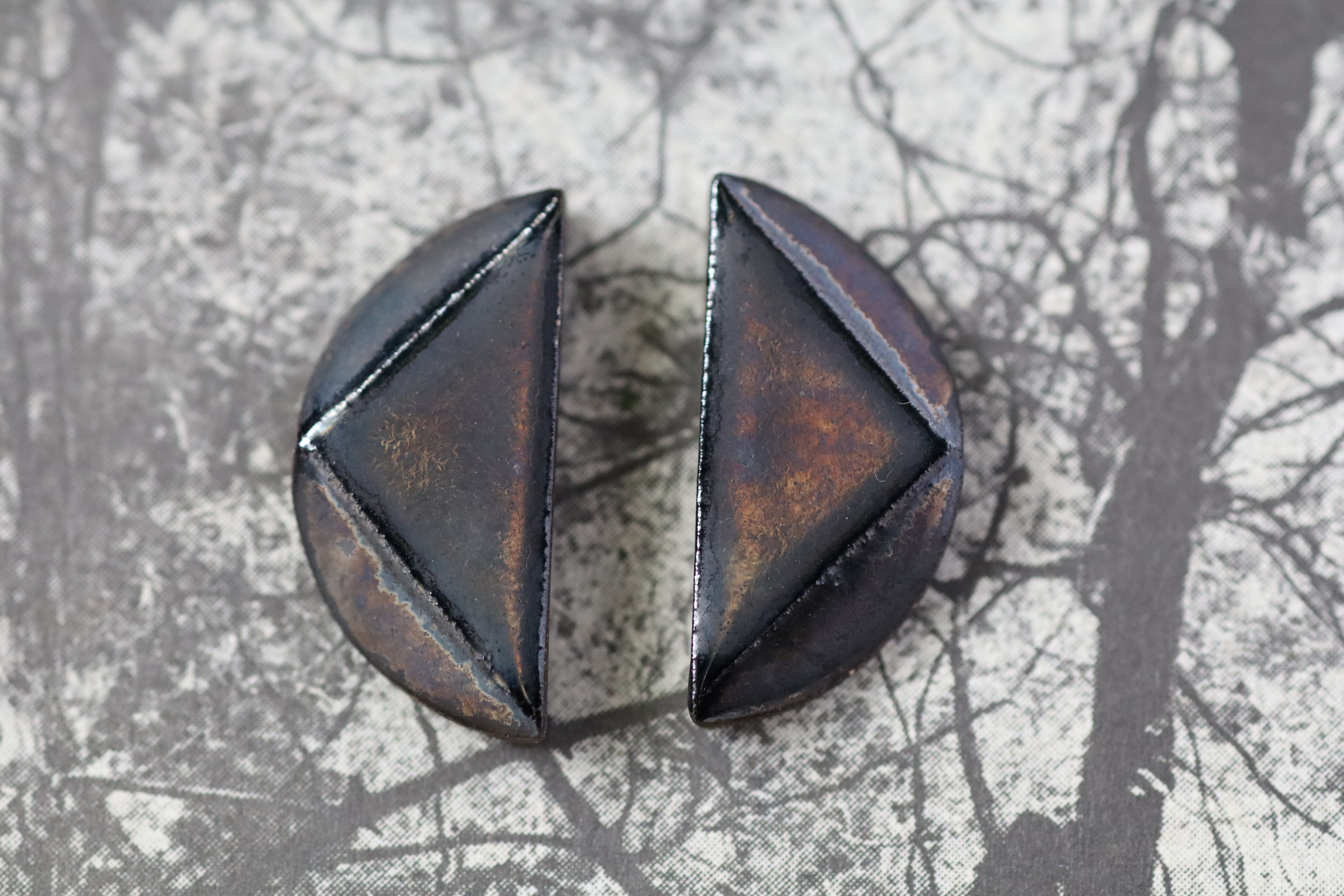 tile earrings - beveled half moons