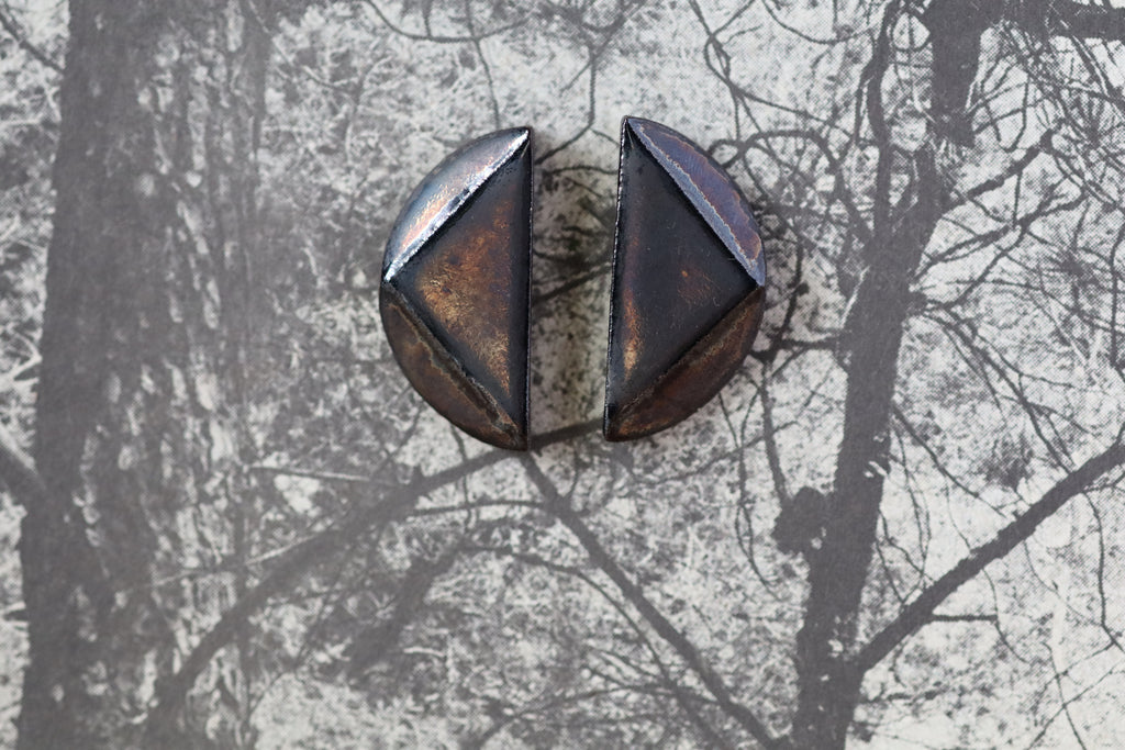 tile earrings - beveled half moons
