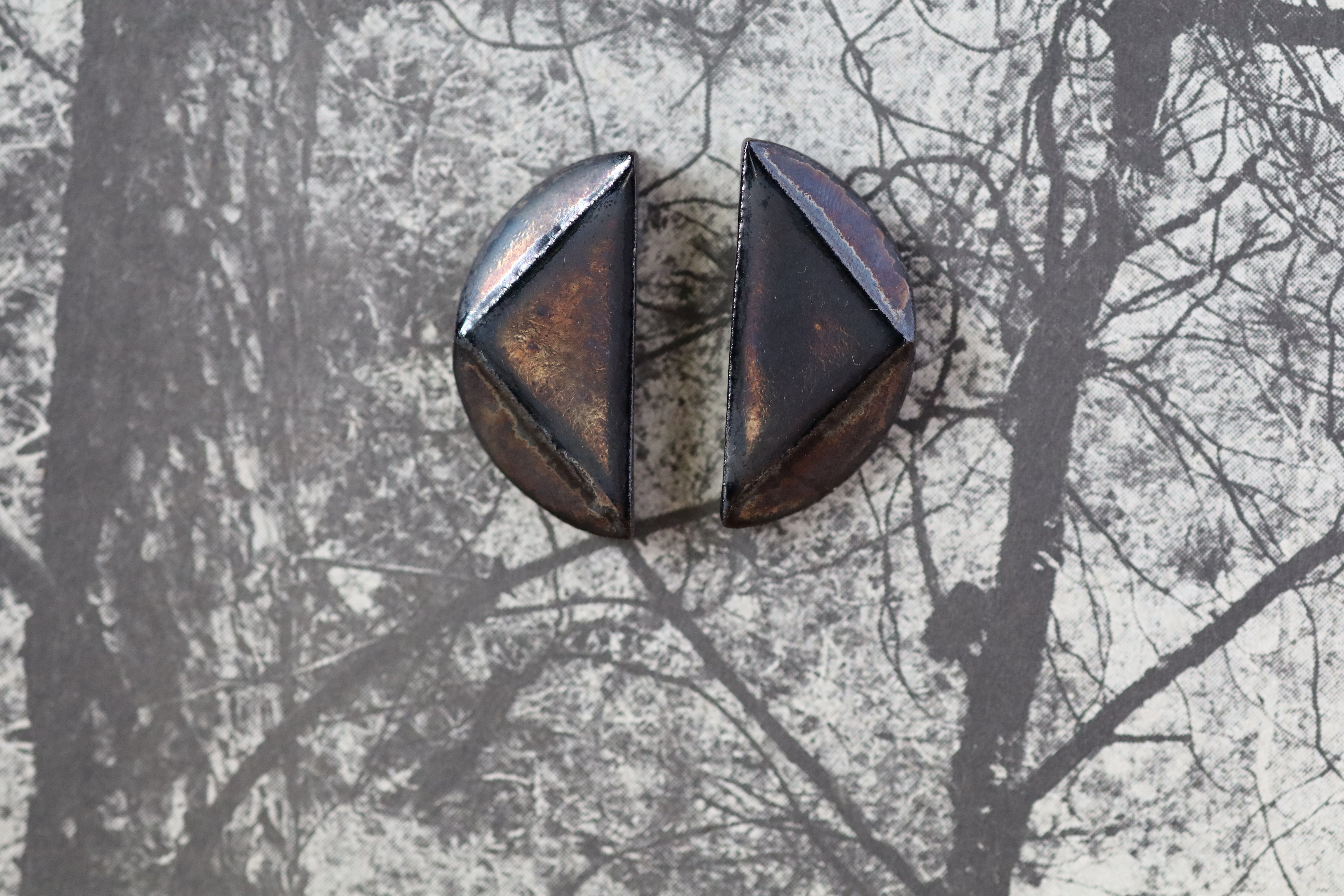 tile earrings - beveled half moons