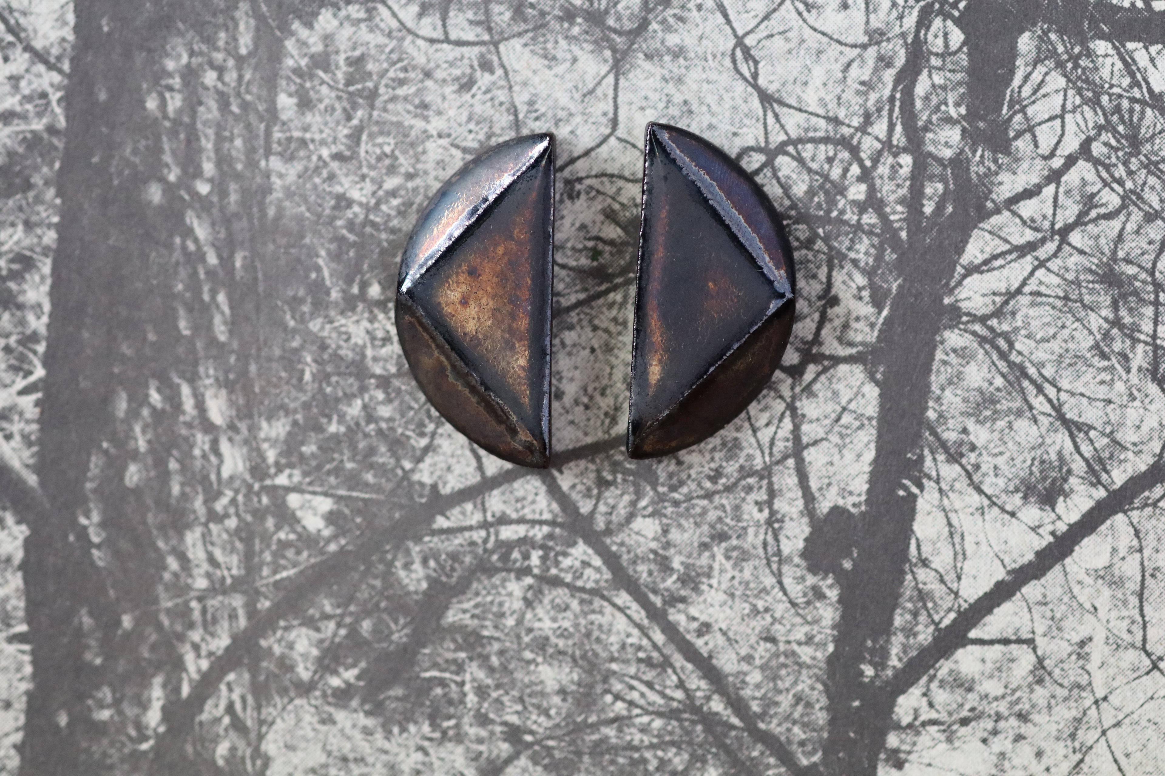 tile earrings - beveled half moons