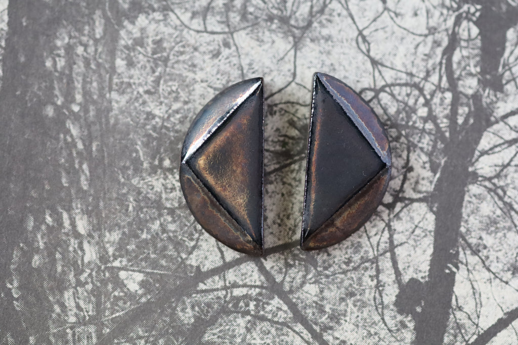 tile earrings - beveled half moons