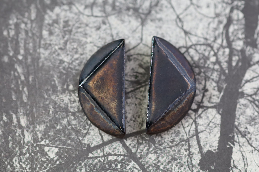 tile earrings - beveled half moons