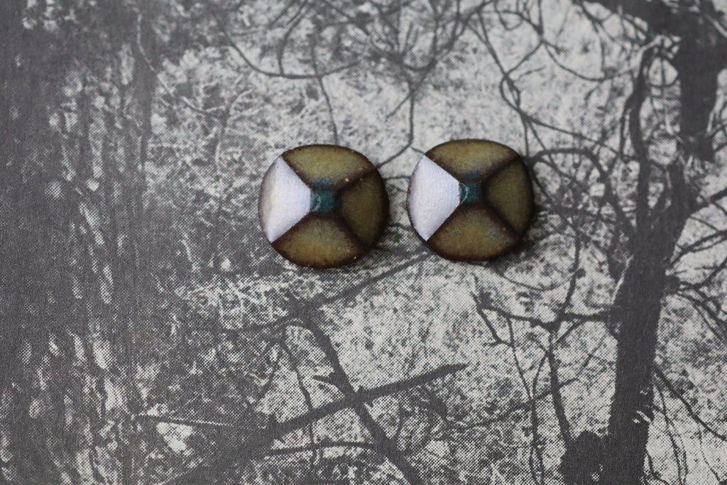 tile earrings - small beveled circles