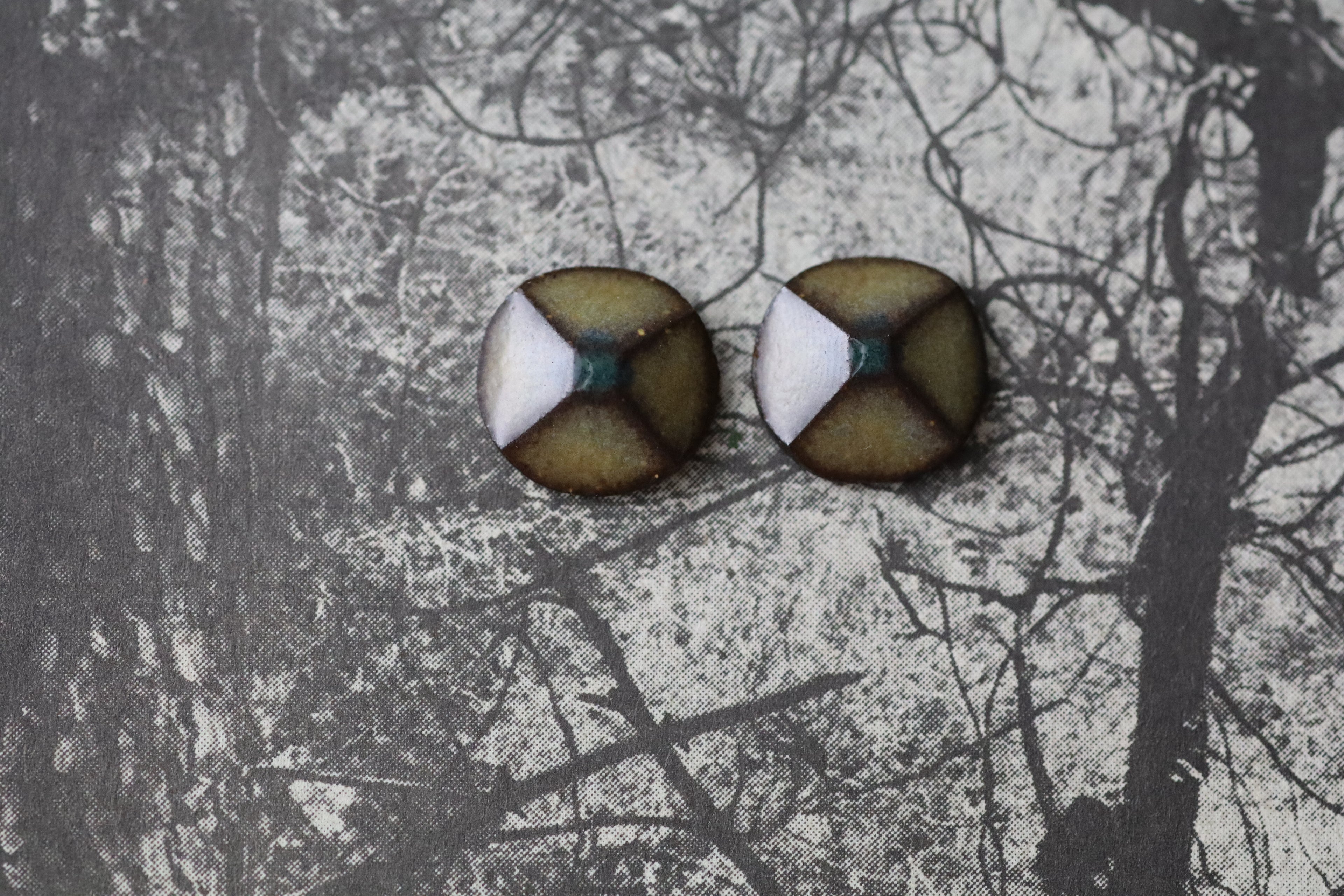 tile earrings - small beveled circles