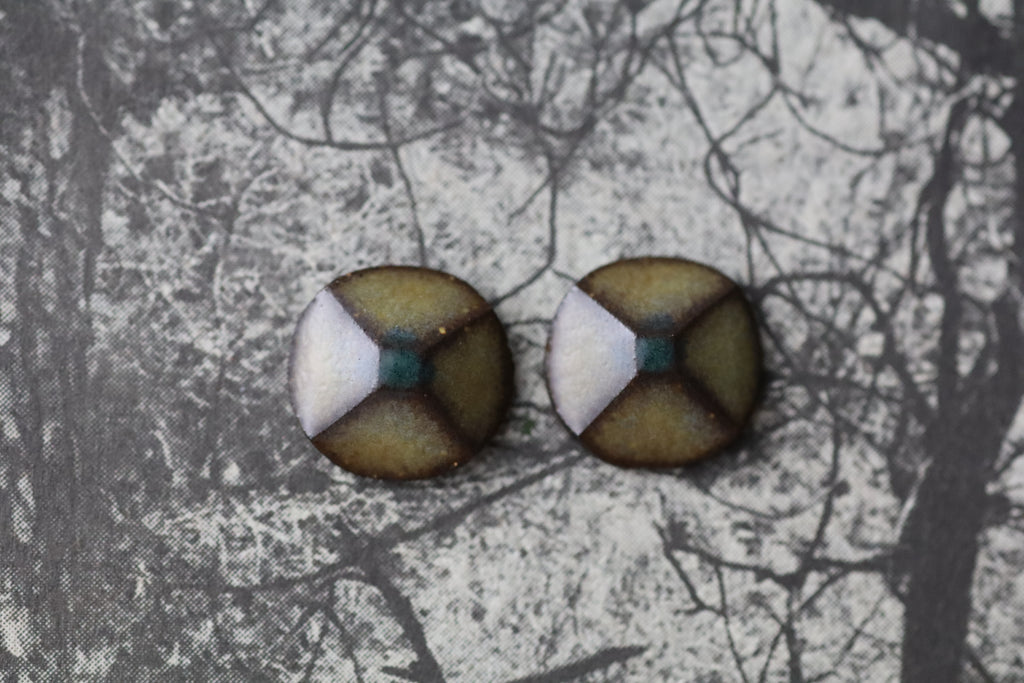 tile earrings - small beveled circles