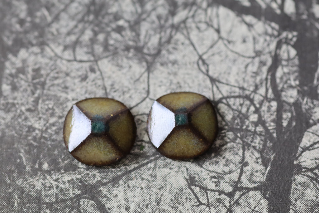 tile earrings - small beveled circles