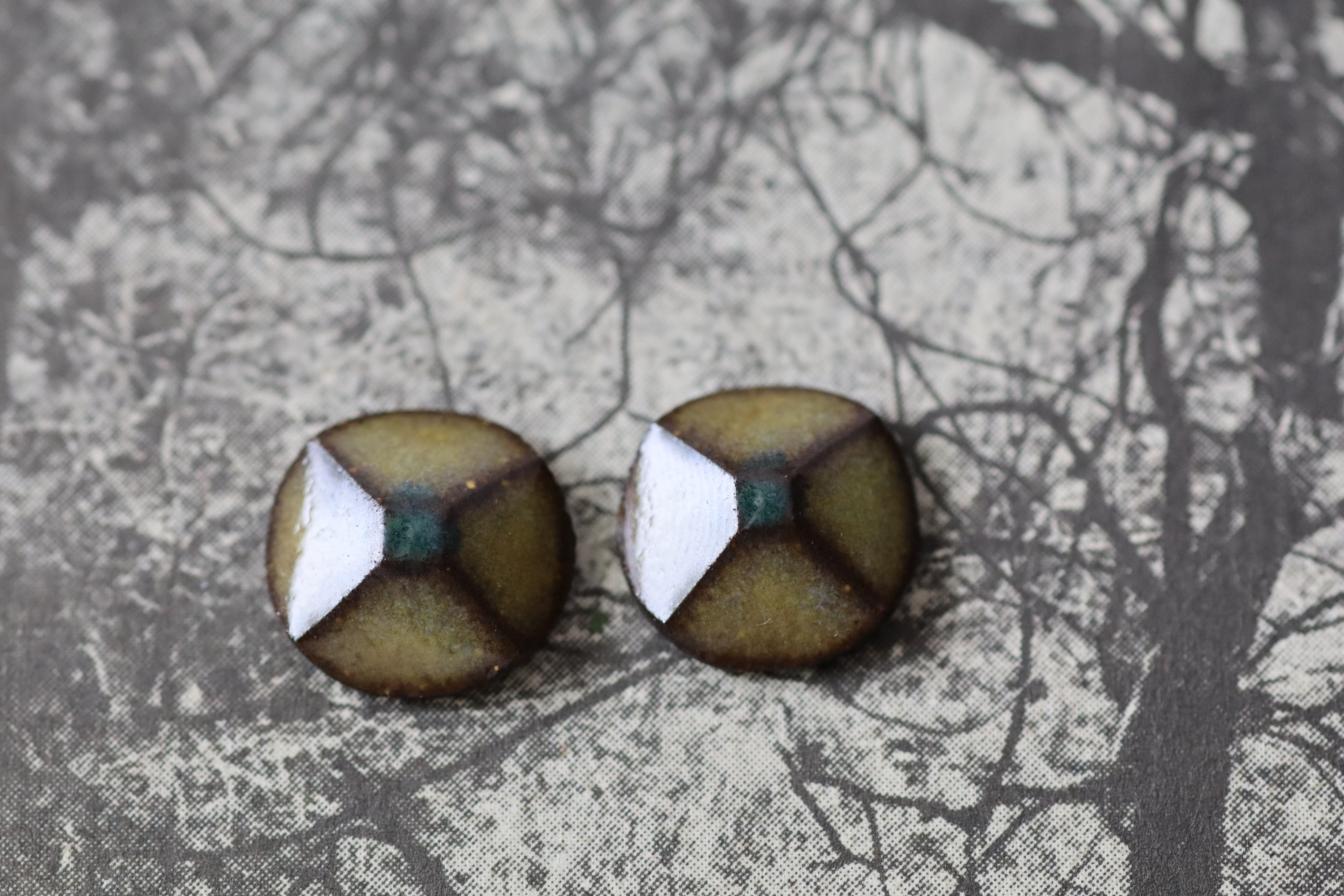 tile earrings - small beveled circles