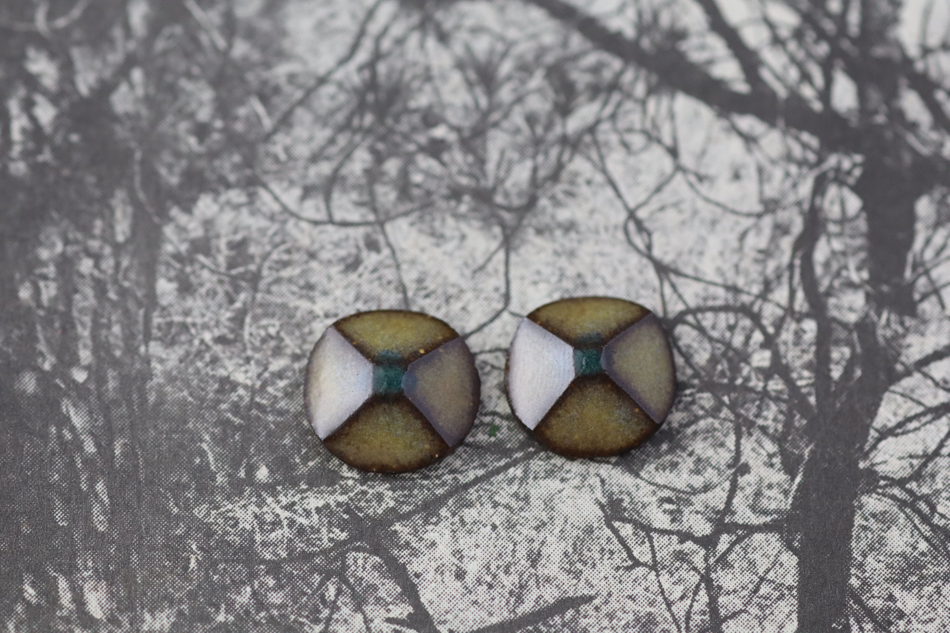 tile earrings - small beveled circles