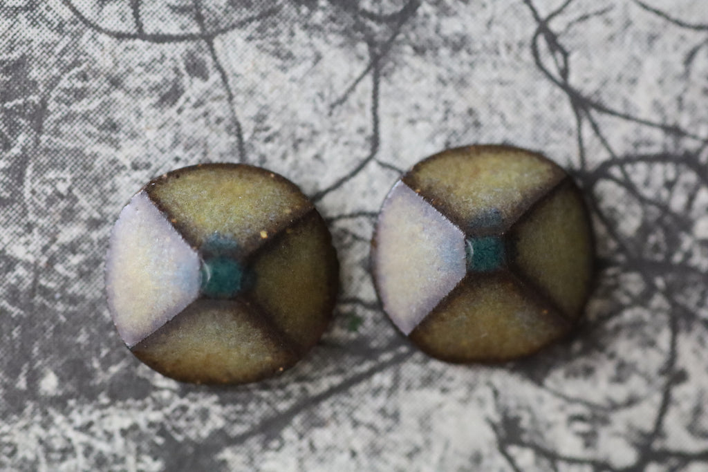 tile earrings - small beveled circles