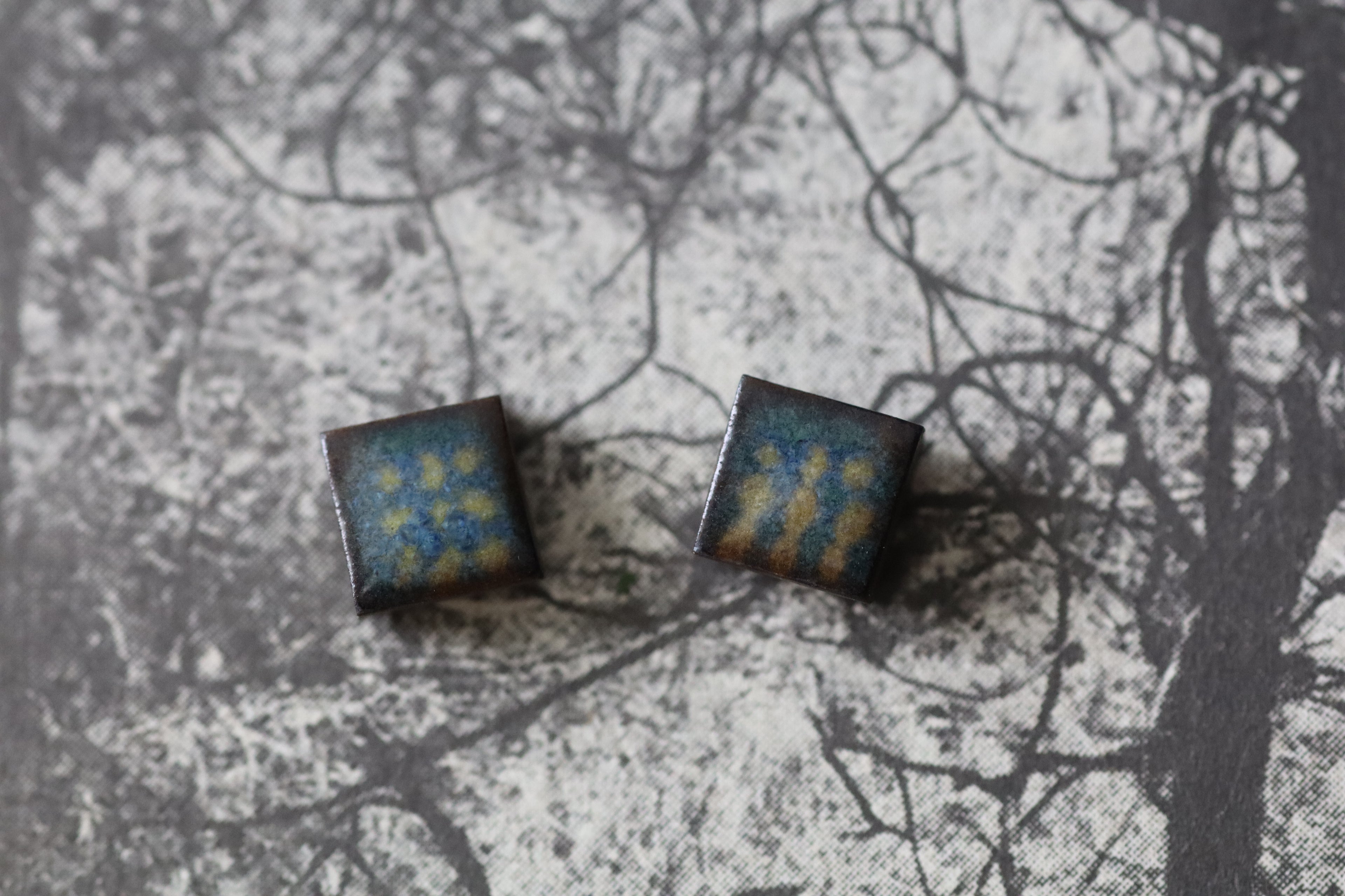 tile earrings - tiny squares