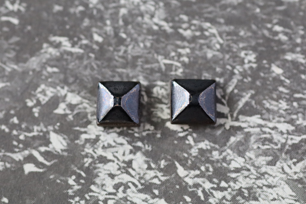 tile earrings - faceted tiny squares