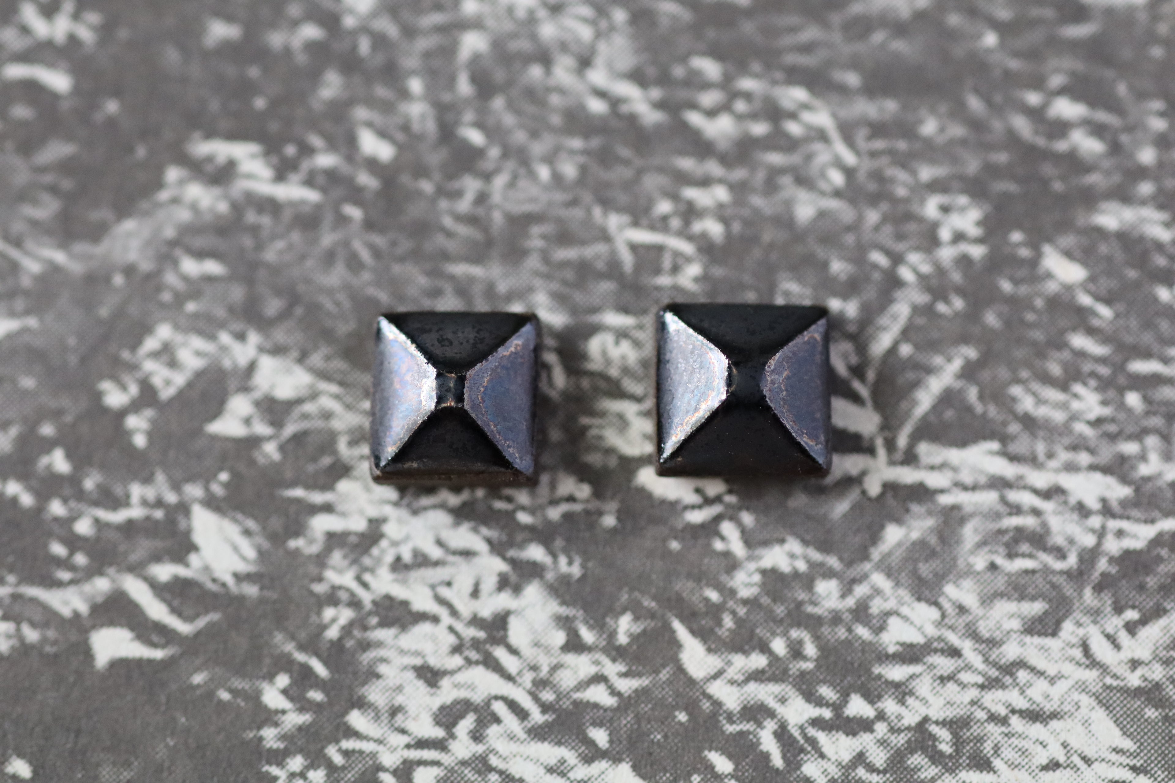 tile earrings - faceted tiny squares