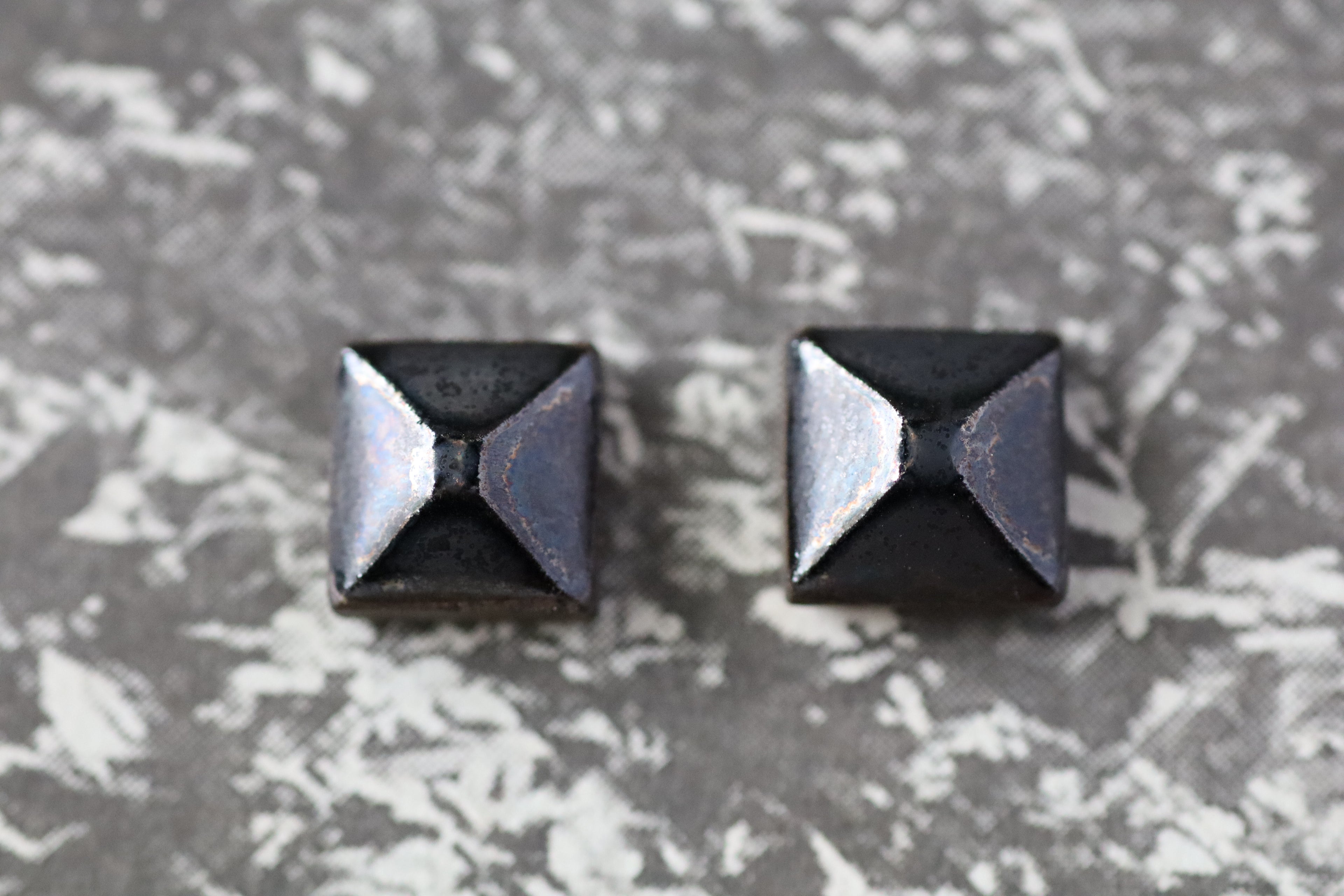 tile earrings - faceted tiny squares