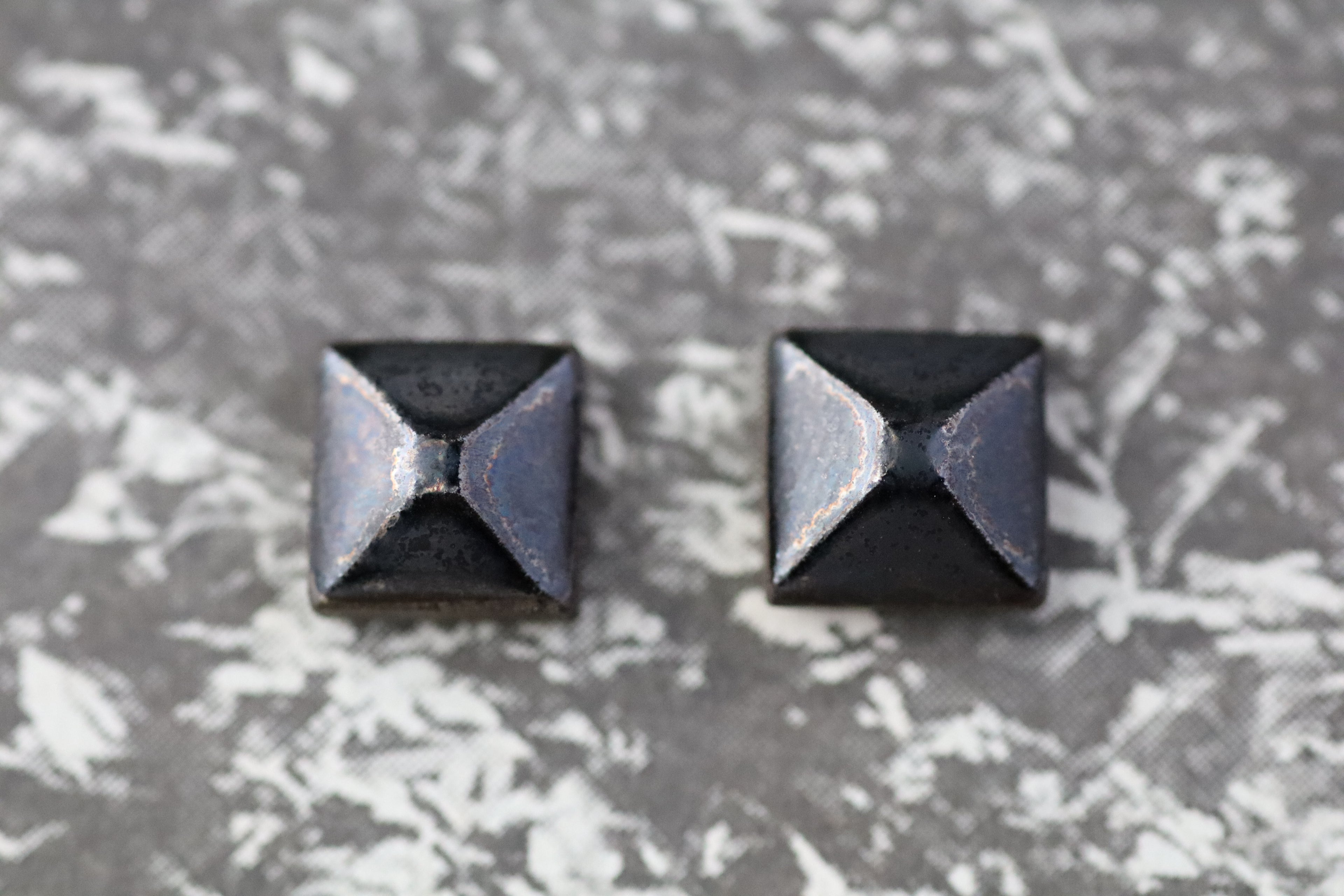 tile earrings - faceted tiny squares