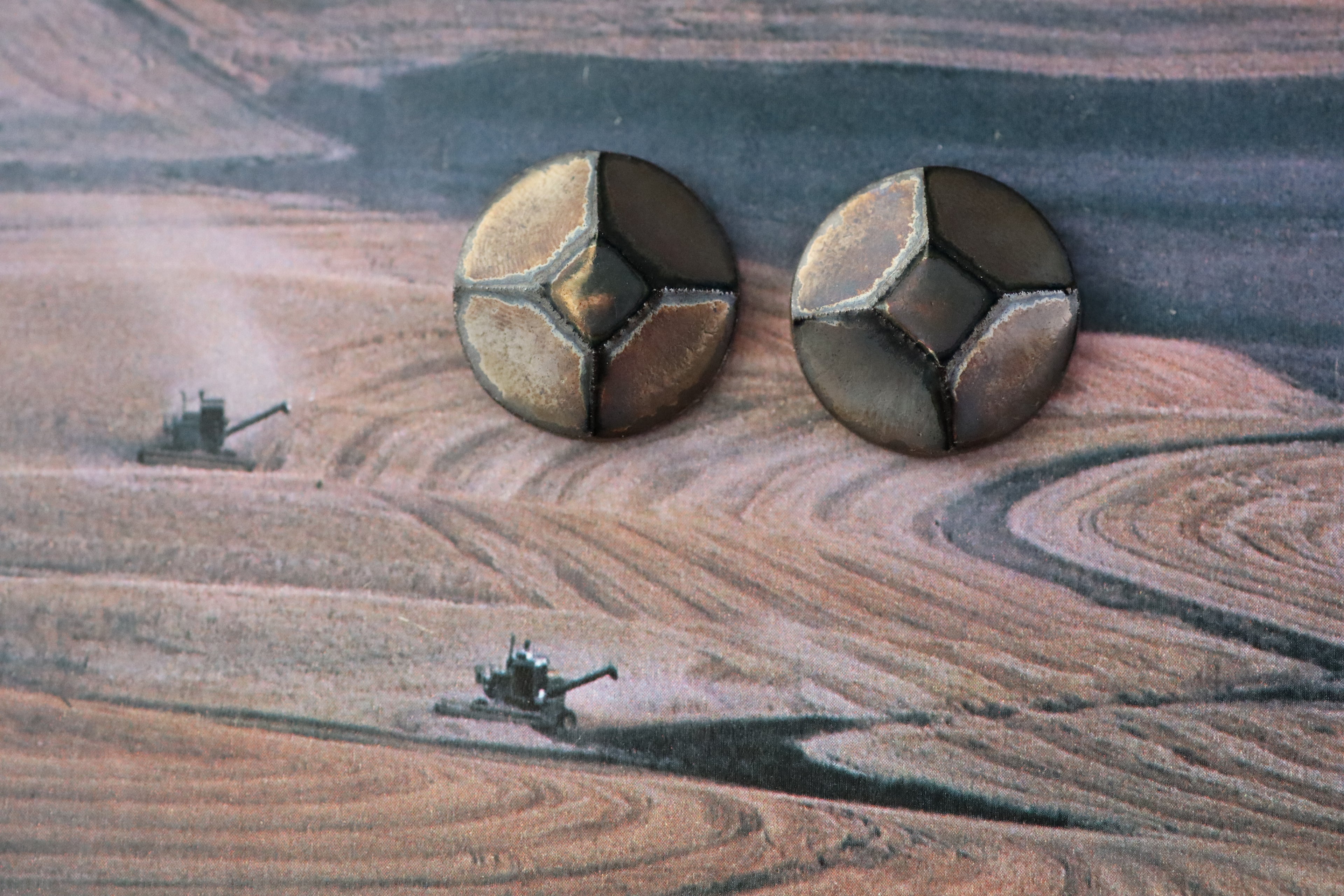 tile earrings - big beveled circles