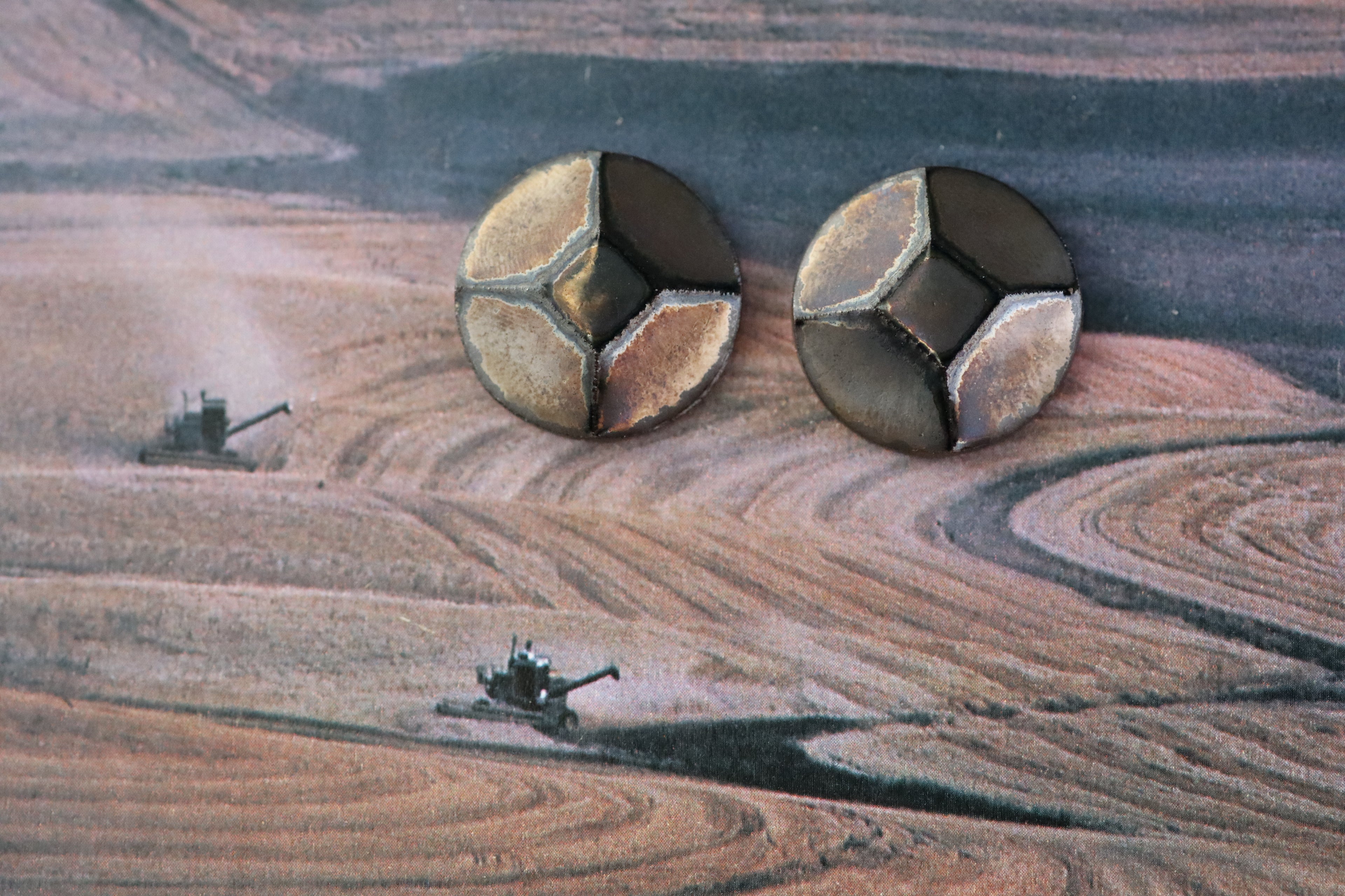 tile earrings - big beveled circles