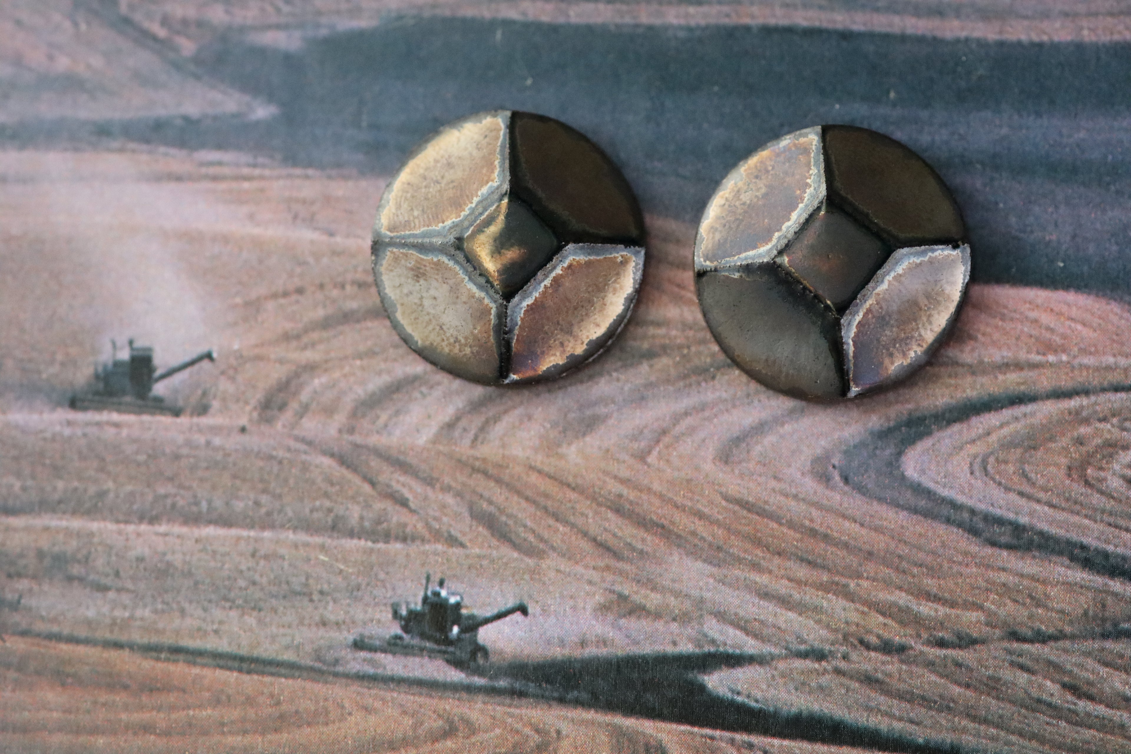 tile earrings - big beveled circles