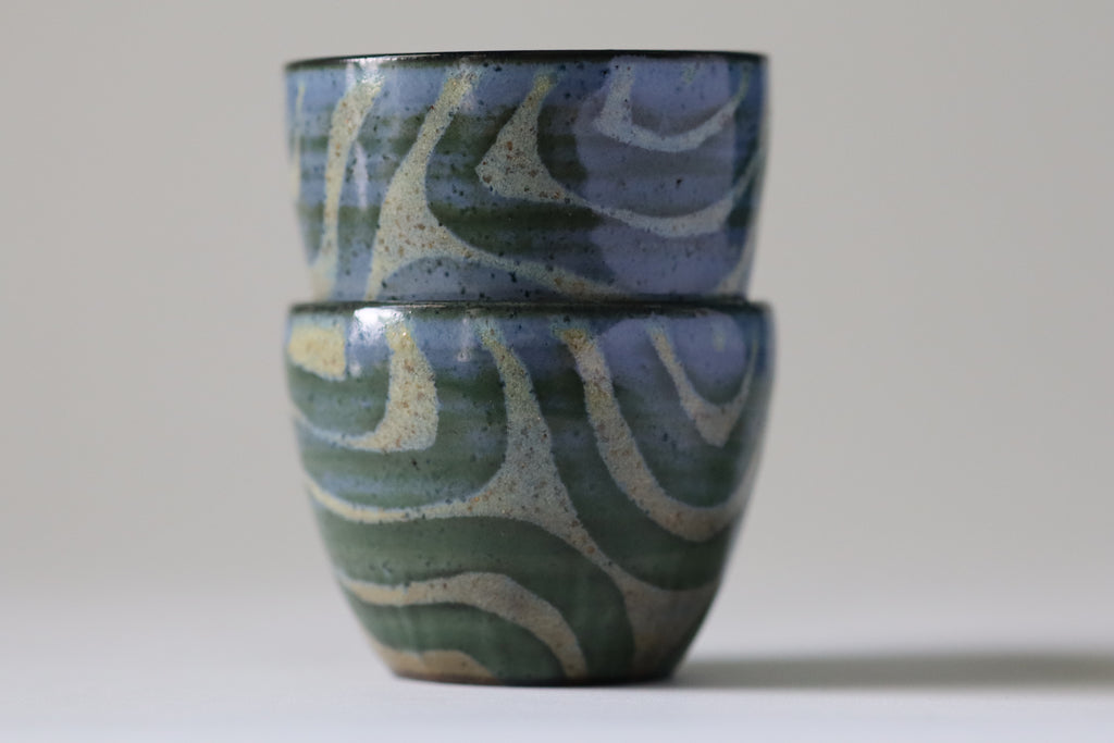 cortado cups - blue and yellow