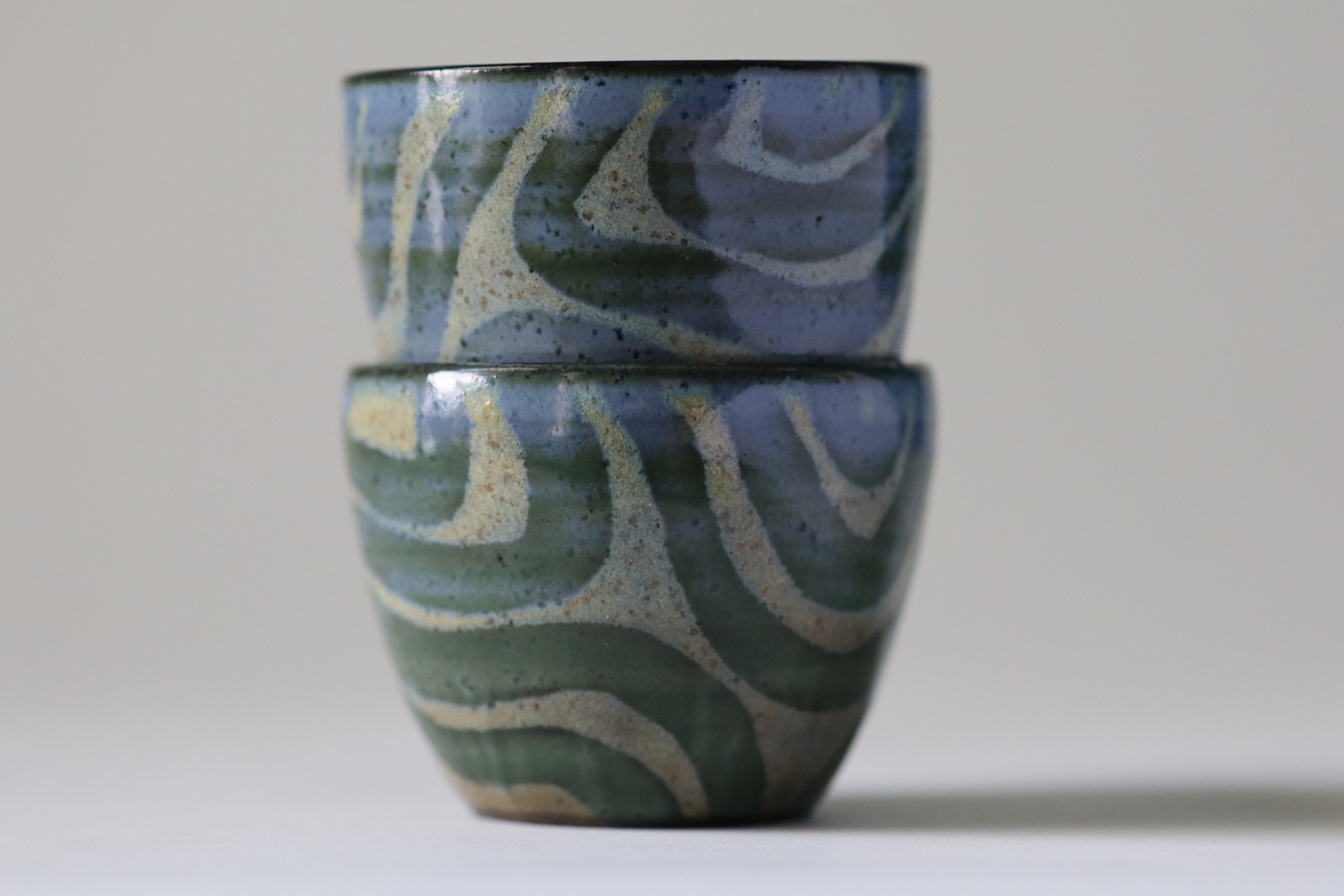 cortado cups - blue and yellow