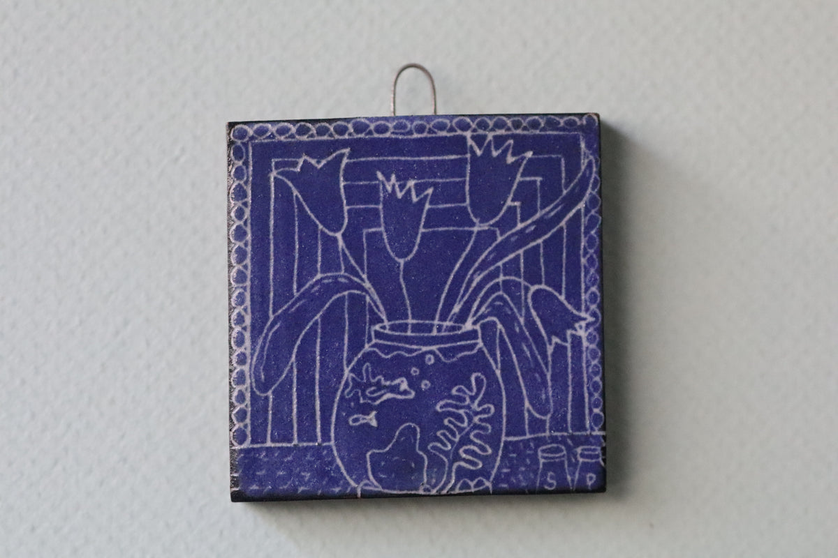 fish bowl flowers tile